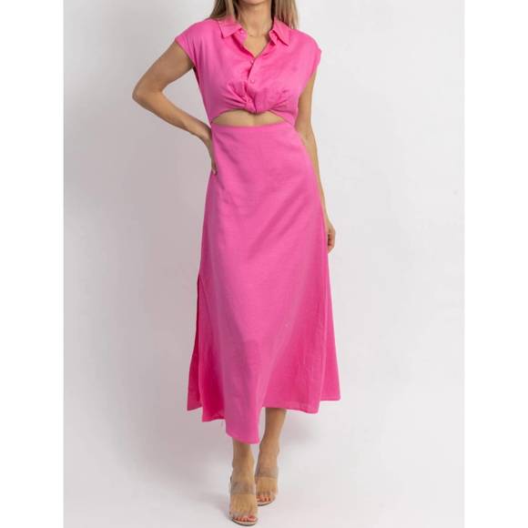 Aaron & Amber | Dresses | New Aaron Amber Jacey Button Down Midi Dress In  Pink | Poshmark